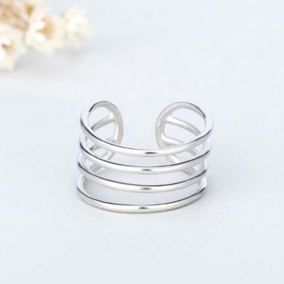 Jewelry - Minimalist 925 Sterling Silver Multi Layer Ring Minimalist Stackable Ring